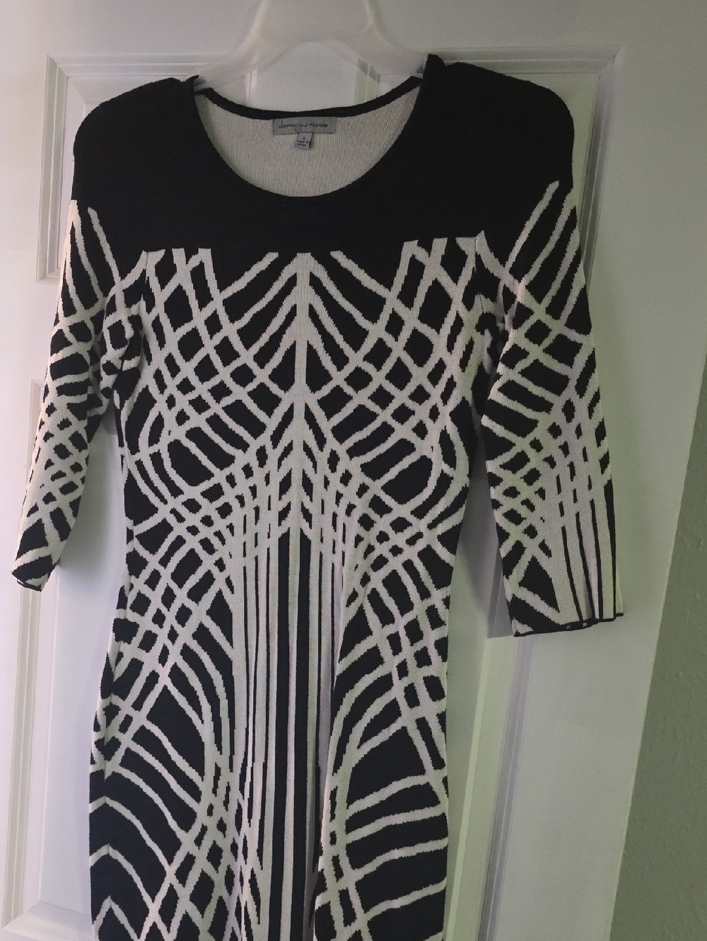 Danny & Nicole Black and Cream Sweater Dress